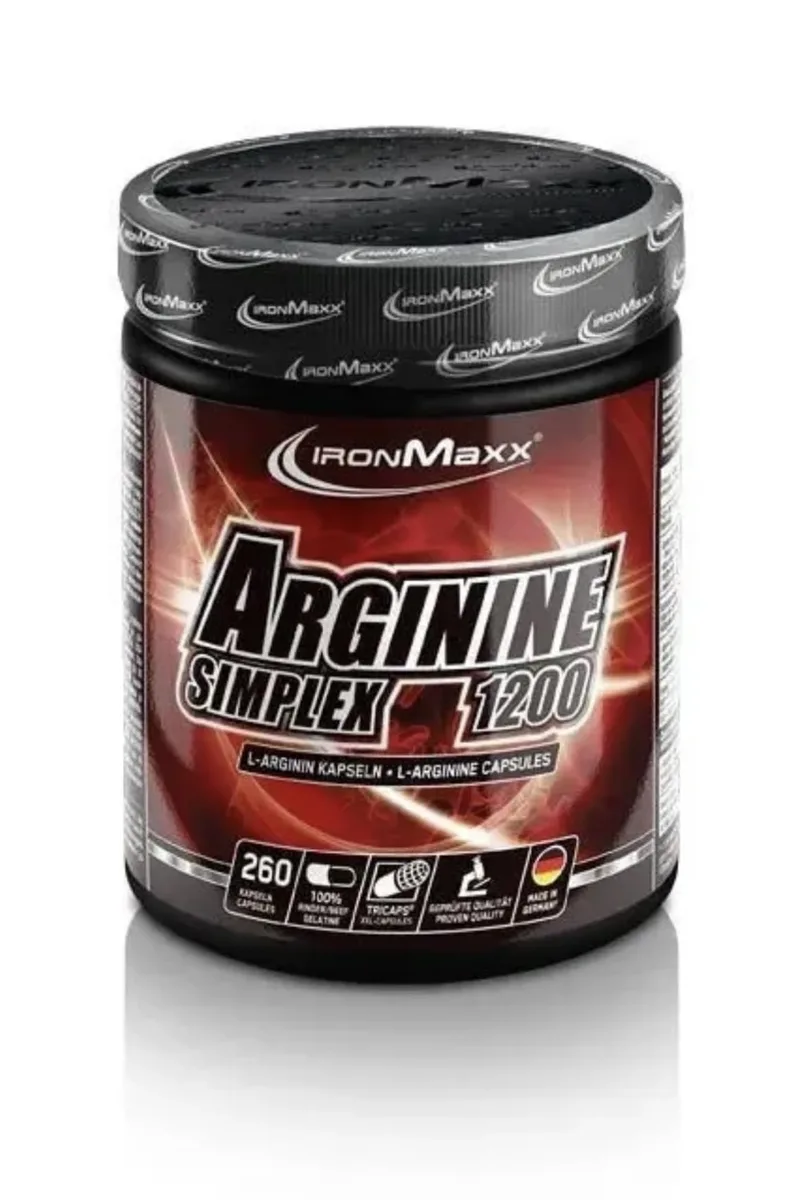 IronMaxx Arginine Simplex 1200-260 Kapseln | Hochdosierte L-Arginin Kapseln | Nahrungsergänzung für Sportler | Ohne Zucker & glutenfrei