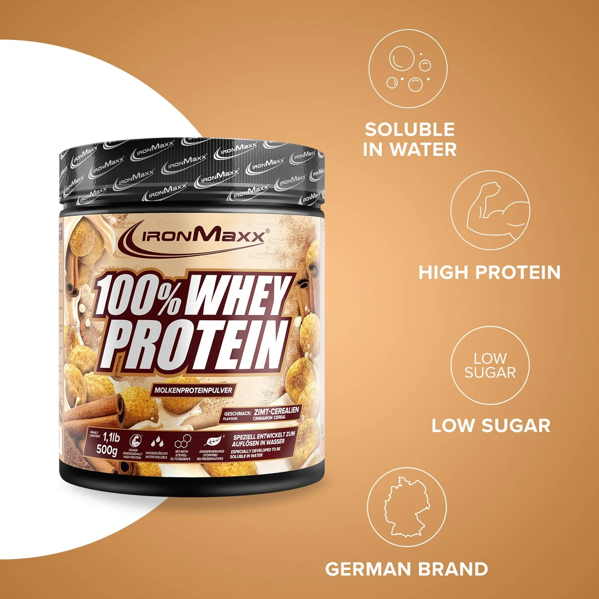 100% Whey Protein (500g) - Cinnamon Cereal – Bild 7