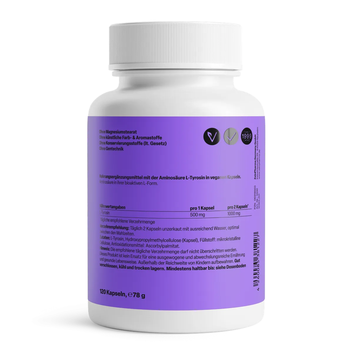 L-Tyrosin Kapseln 500mg (120 Kapsel) – Bild 2