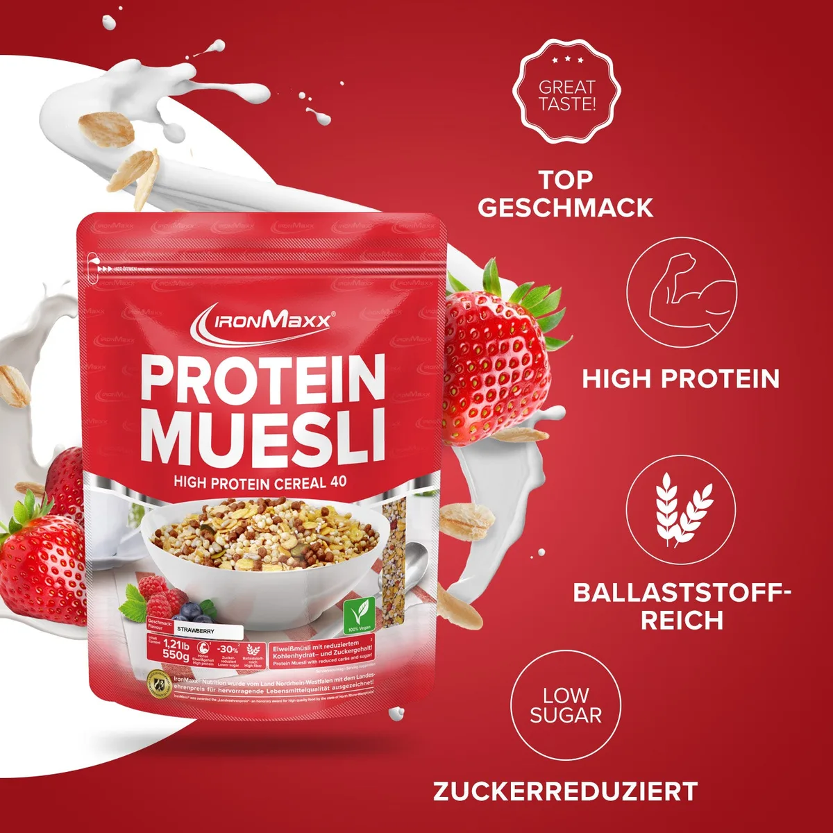 Protein Müsli (550g) - Erdbeere – Bild 2
