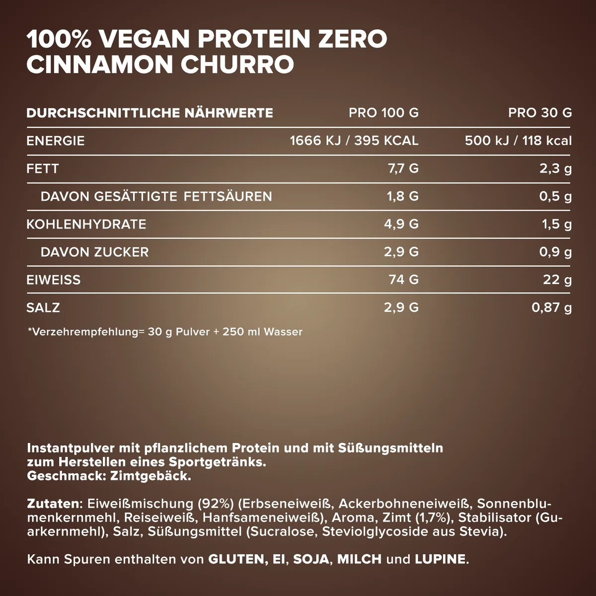 100% Vegan Protein Zero (500g) - Cinnamon Churro – Bild 4