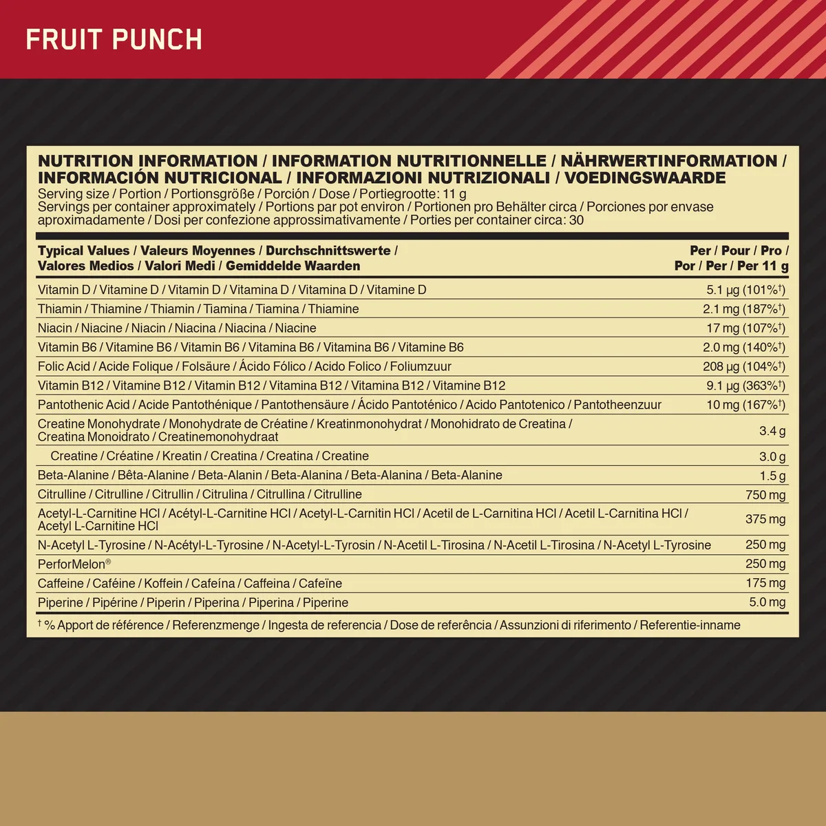Gold Standard Pre-Work Out (330g) Fruit Punch – Bild 2