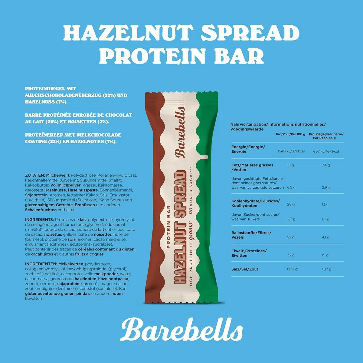 Protein Bar Spread (45g) Hazelnut Spread – Bild 4
