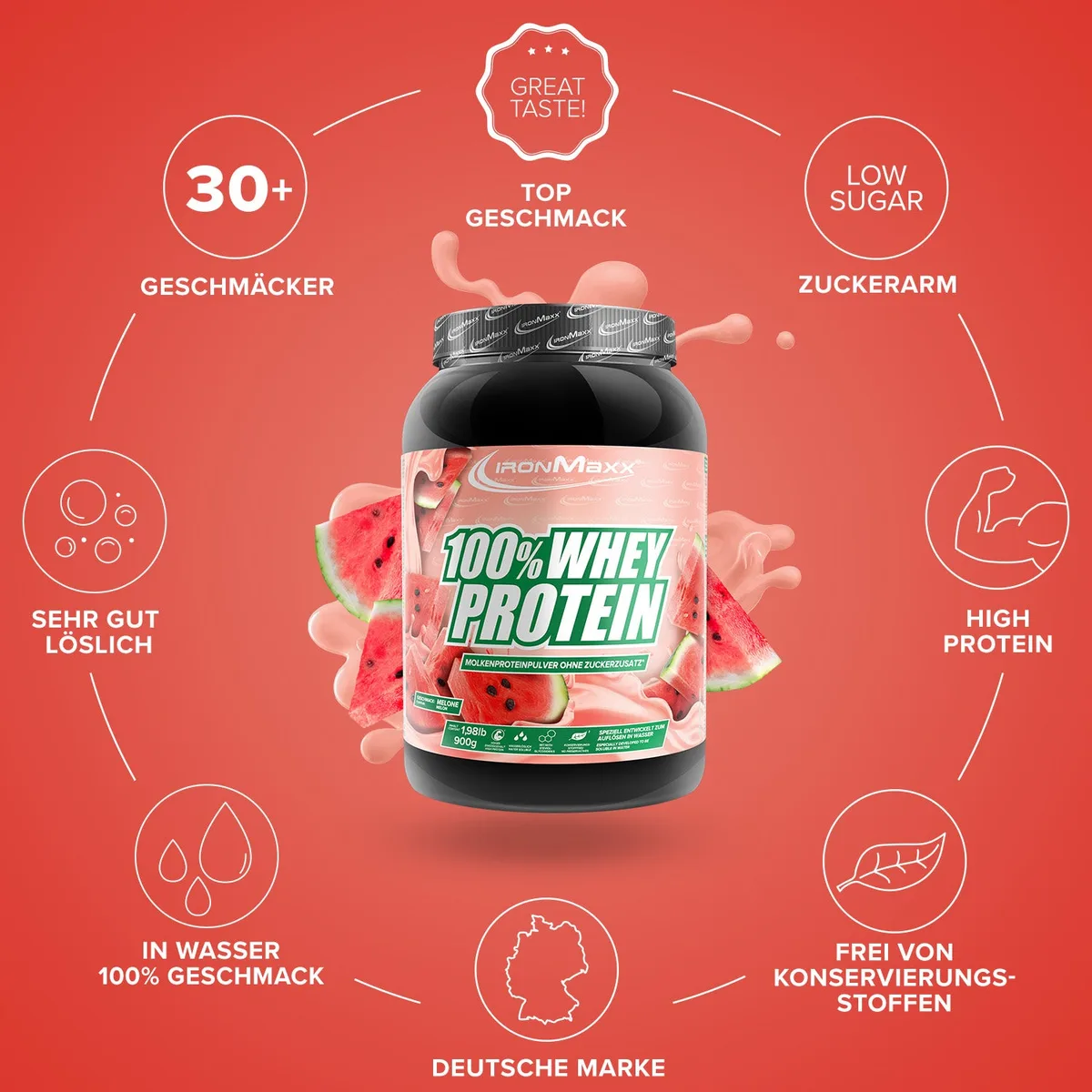 100% Whey Protein (900g) - Melone – Bild 5