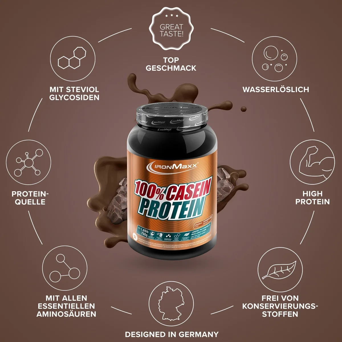100% Casein Protein (750g) - Schokolade – Bild 6