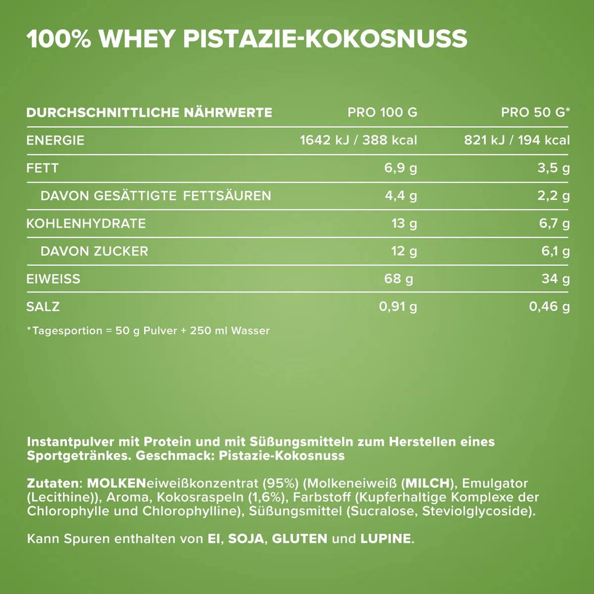 100% Whey Protein (2350g) - Pistazie-Kokos – Bild 4