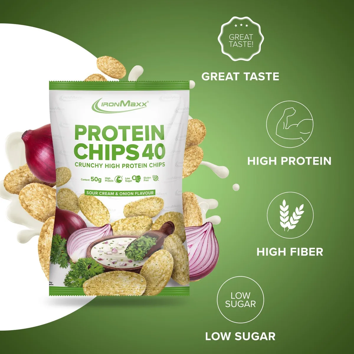 Protein Chips 40 (50g) - Sour Cream & Onion – Bild 2