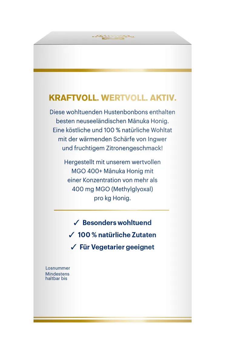 Manuka MGO 400+ Hustenbonbons (100g) Ingwer-Zitrone – Bild 6