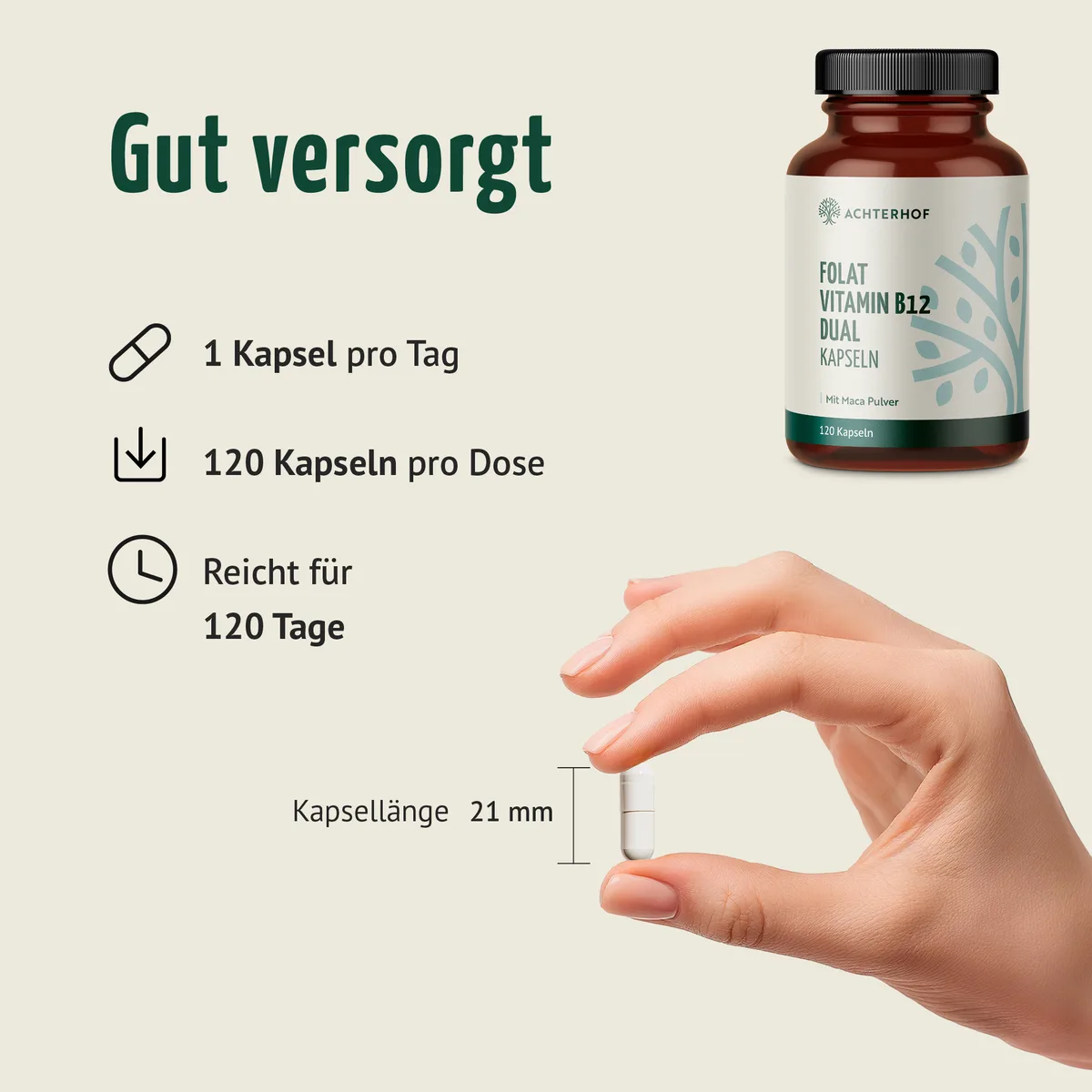 Folat Vitamin B12 Dual Kapseln (120 Kapseln) – Bild 4