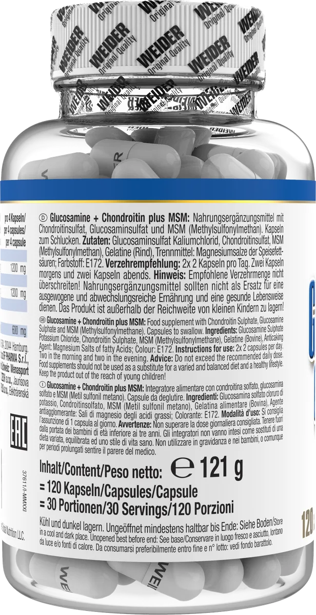 Glucosamine + Chondroitin Plus MSM (120 Kapseln) – Bild 3