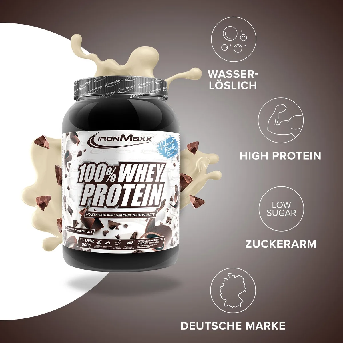 100% Whey Protein (900g) - Stracciatella – Bild 2