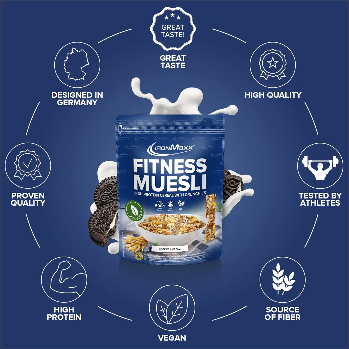 Fitness Müsli (500g) - Cookies & Cream – Bild 4