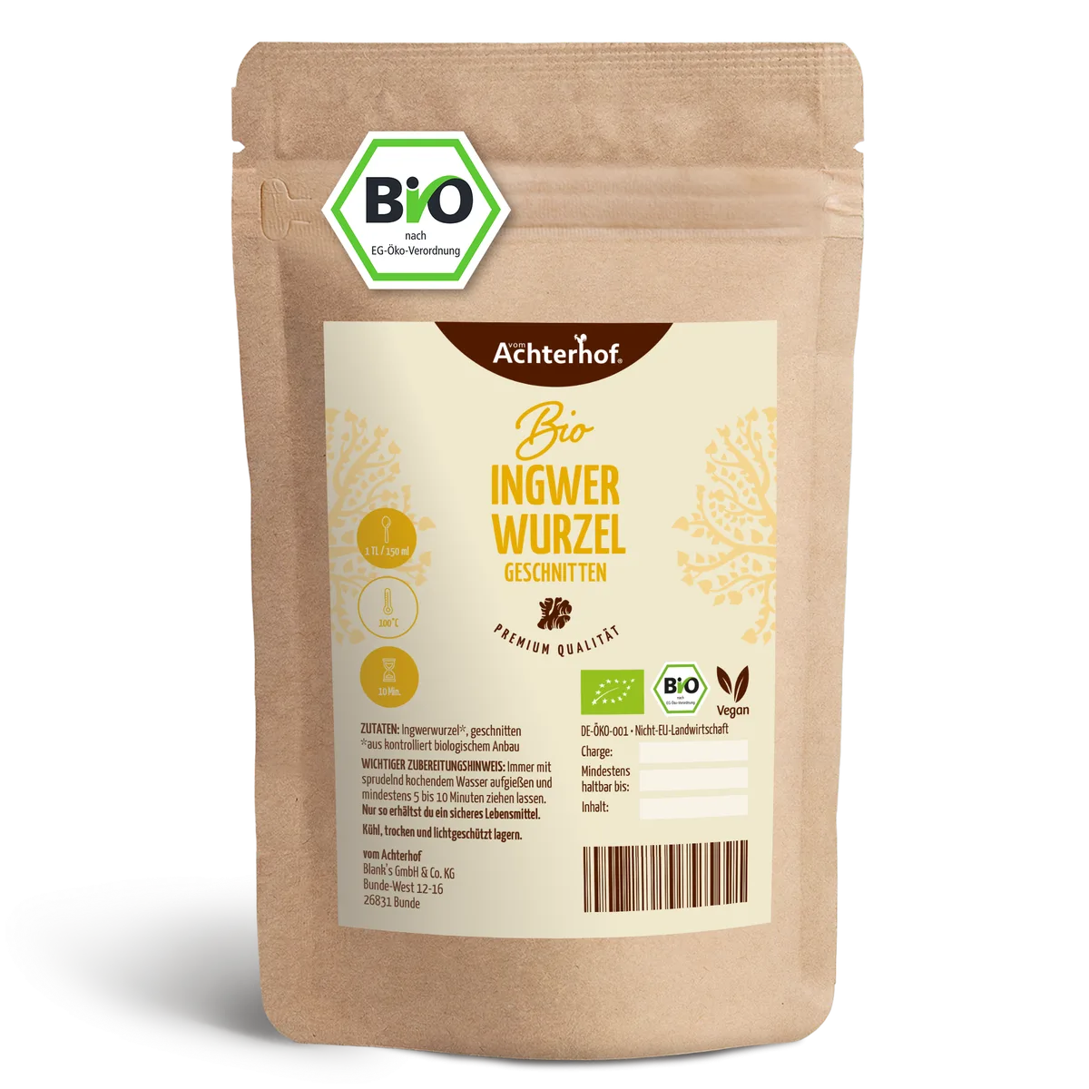 Ingwerwurzel geschnitten Bio (1000g)