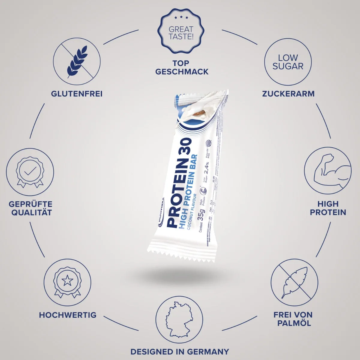Protein 30 Protein Riegel (24x35g) - Kokosnuss – Bild 4