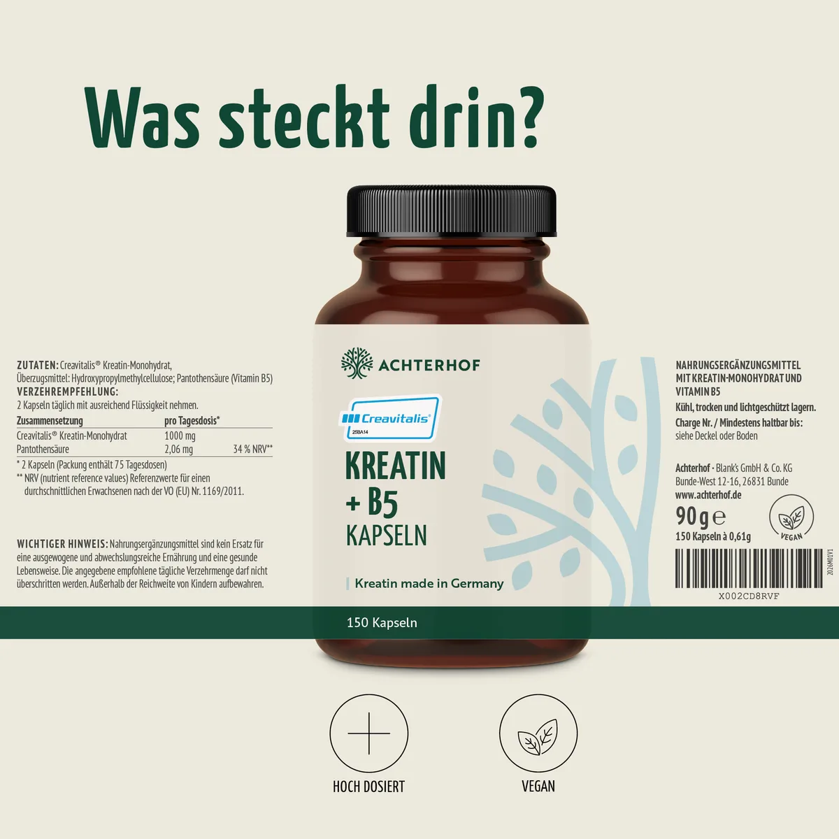 Creavitalis® Kreatin+B5 Kapseln (150 Kapseln) – Bild 7
