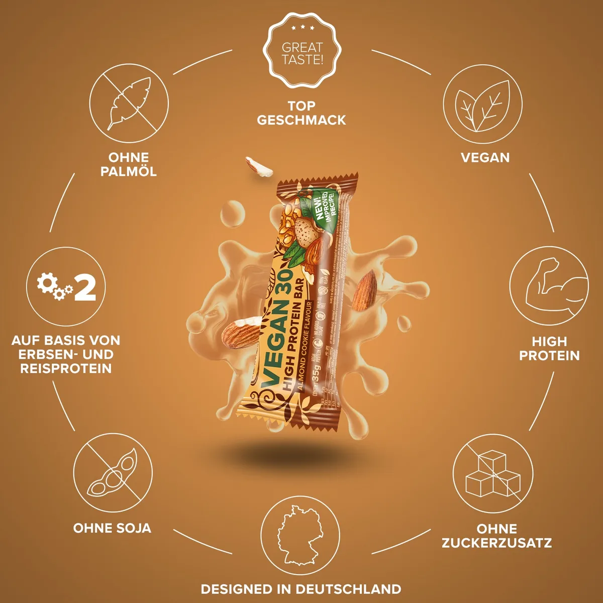 Vegan 30 Protein Riegel (35g) - Almond Cookie – Bild 5