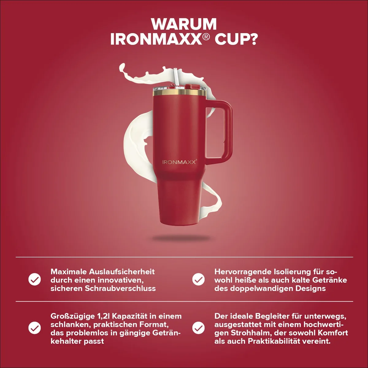 IronMaxx Cup V3.0 (1200ml) - Ruby Red – Bild 3