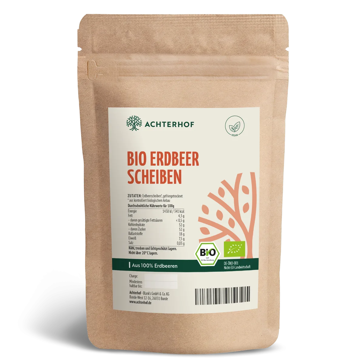 Bio Erdbeerscheiben gefriergetrocknet (100g)