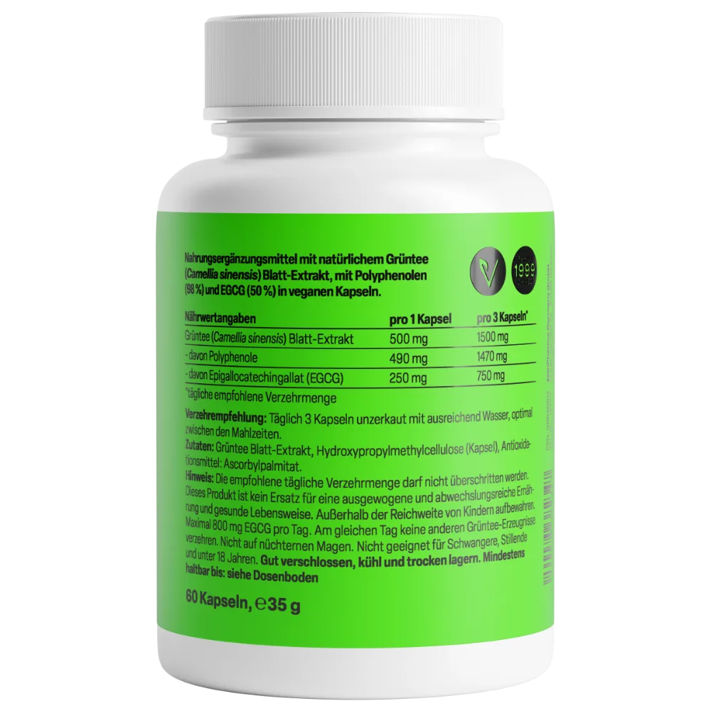 Grüntee Deluxe 500mg (60 Kapseln) – Bild 2
