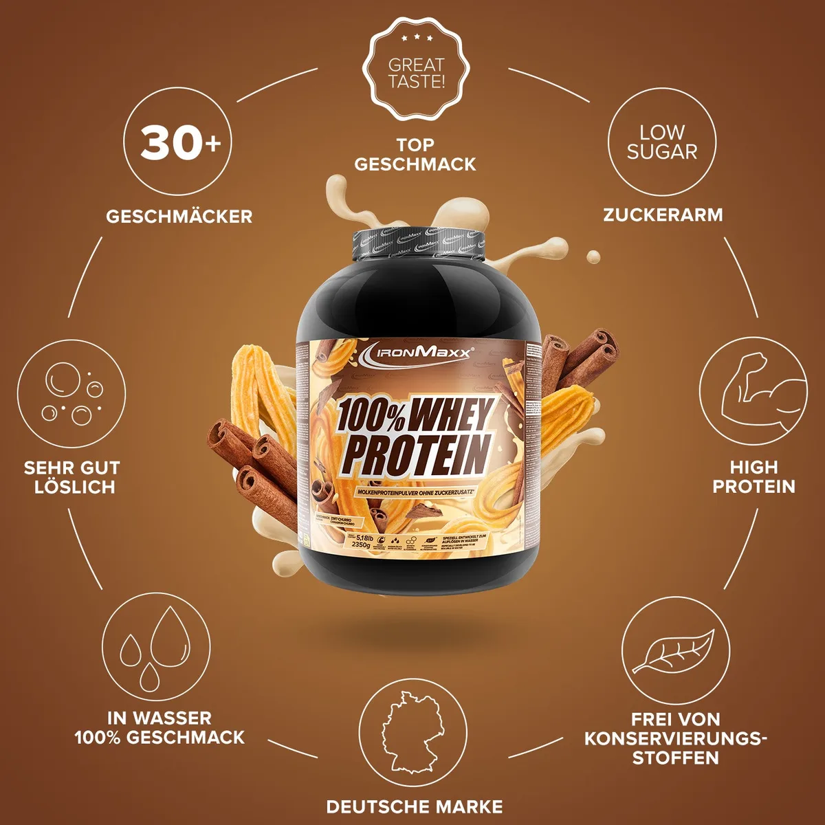 100% Whey Protein (2350g) - Cinnamon Churro – Bild 5
