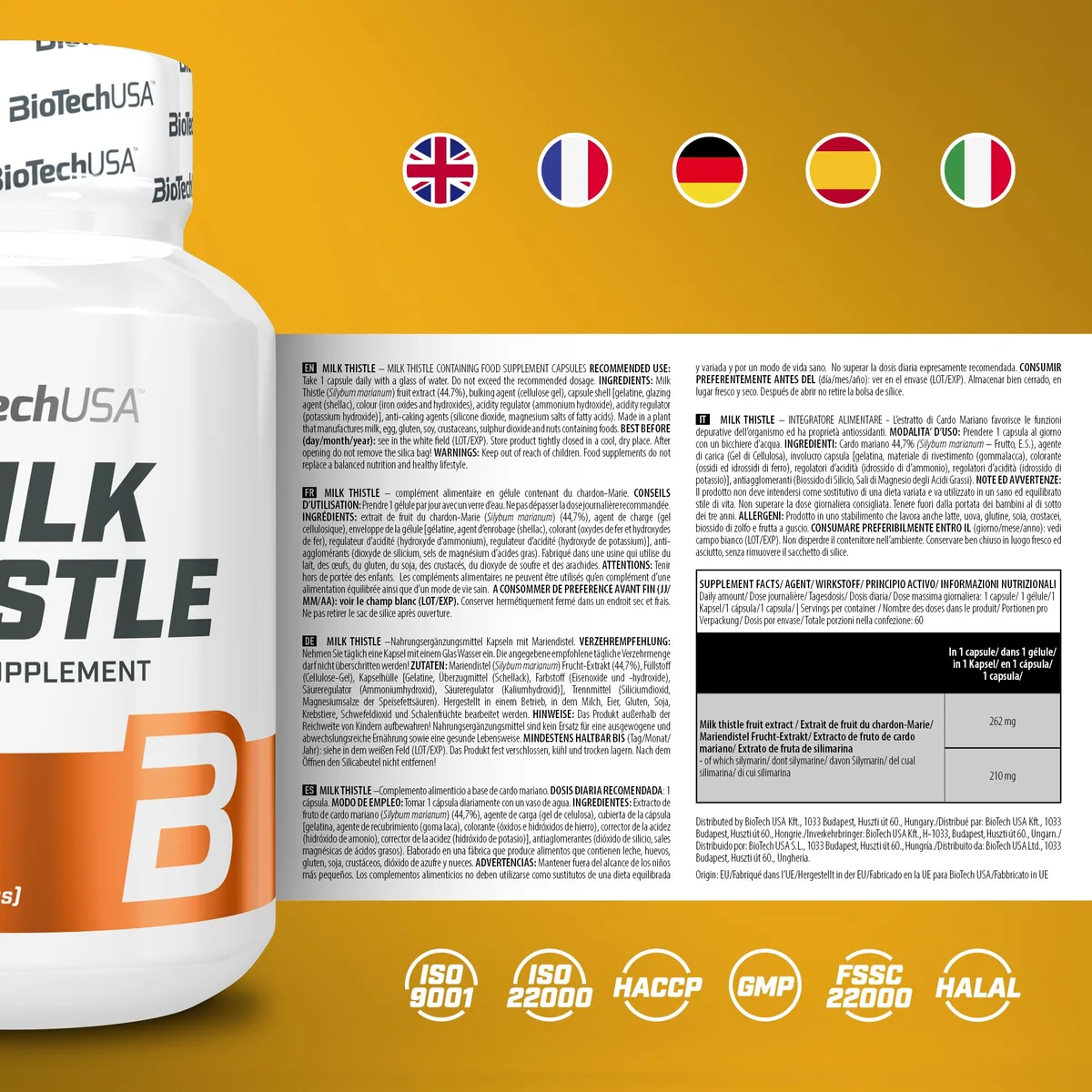 BioTechUSA Milk Thistle Nahrungsergänzungskapsel mit Mariendistel-Extrakt, 60 Kapseln – Bild 4