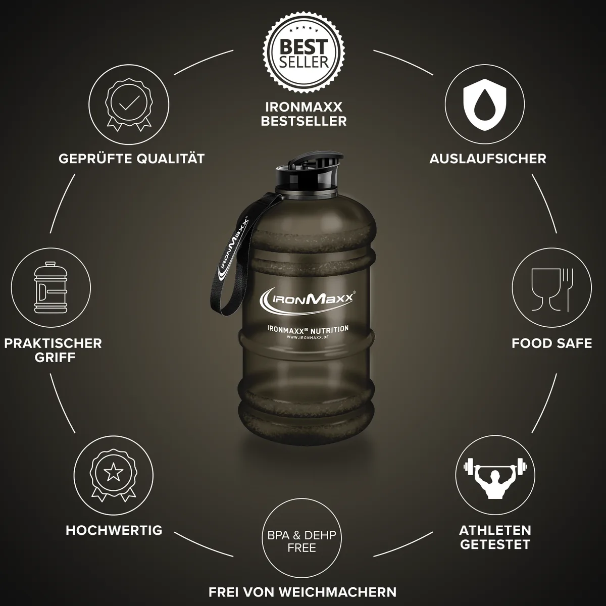 Water Gallon (2200ml) - Matt Schwarz – Bild 5