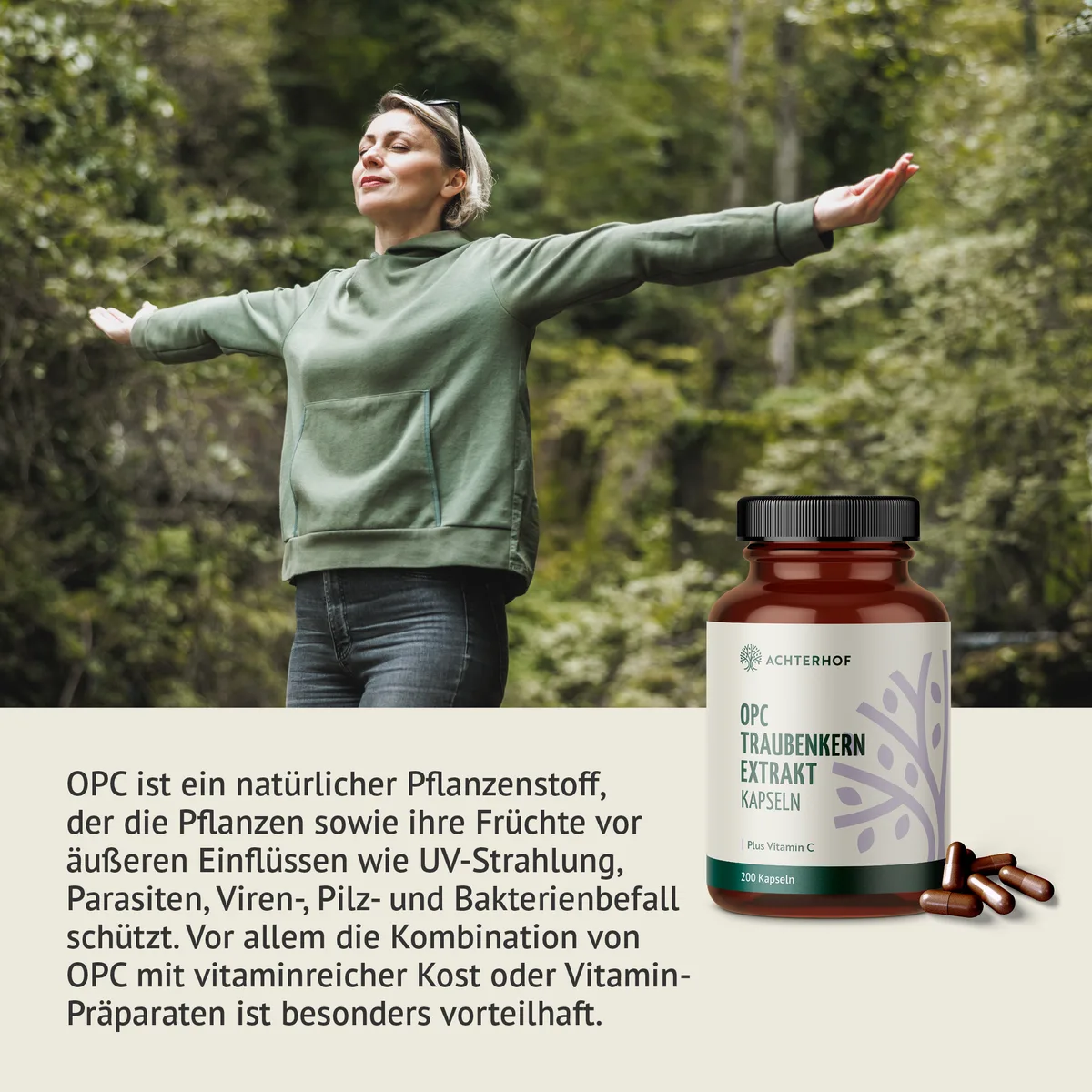 OPC Traubenkernextrakt + Vitamin C Kapseln (200 Kapseln) – Bild 3
