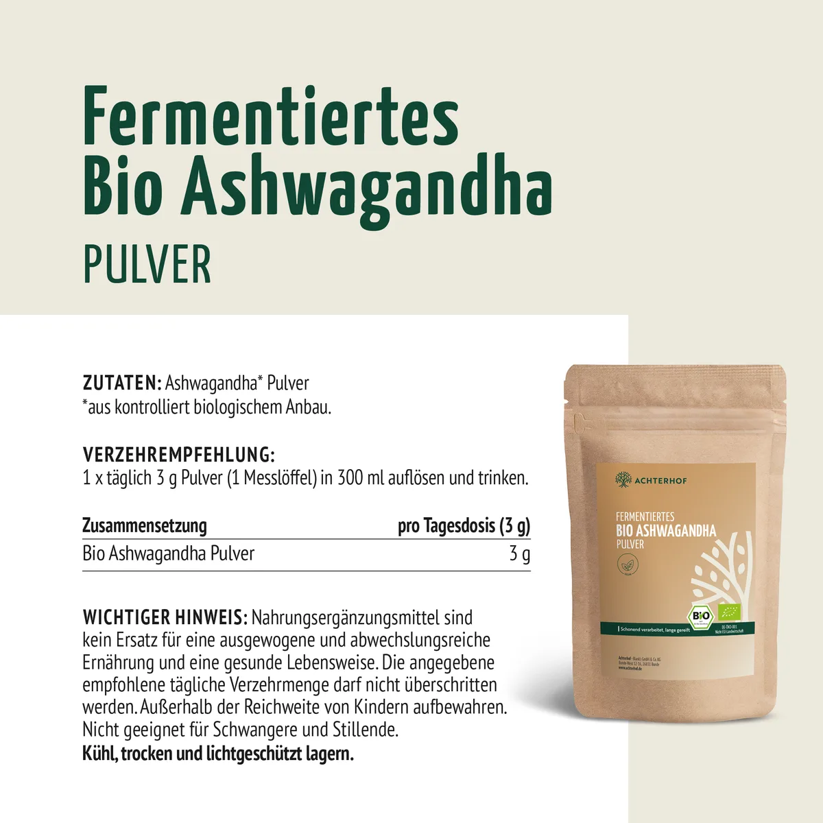 Bio Ashwagandha fermentiert (250g) – Bild 7