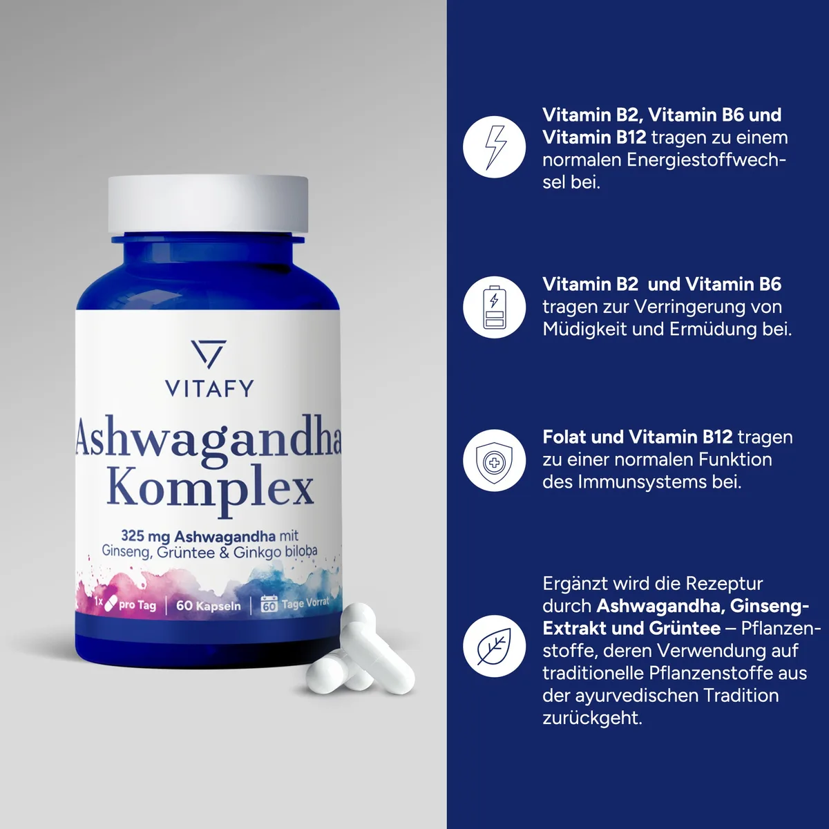 Ashwagandha Komplex (60 Kapseln) – Bild 3