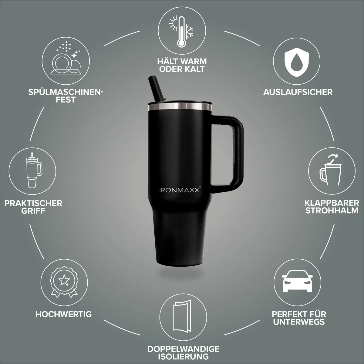 IronMaxx Cup V4.0 (1200ml) - Deep Black – Bild 4