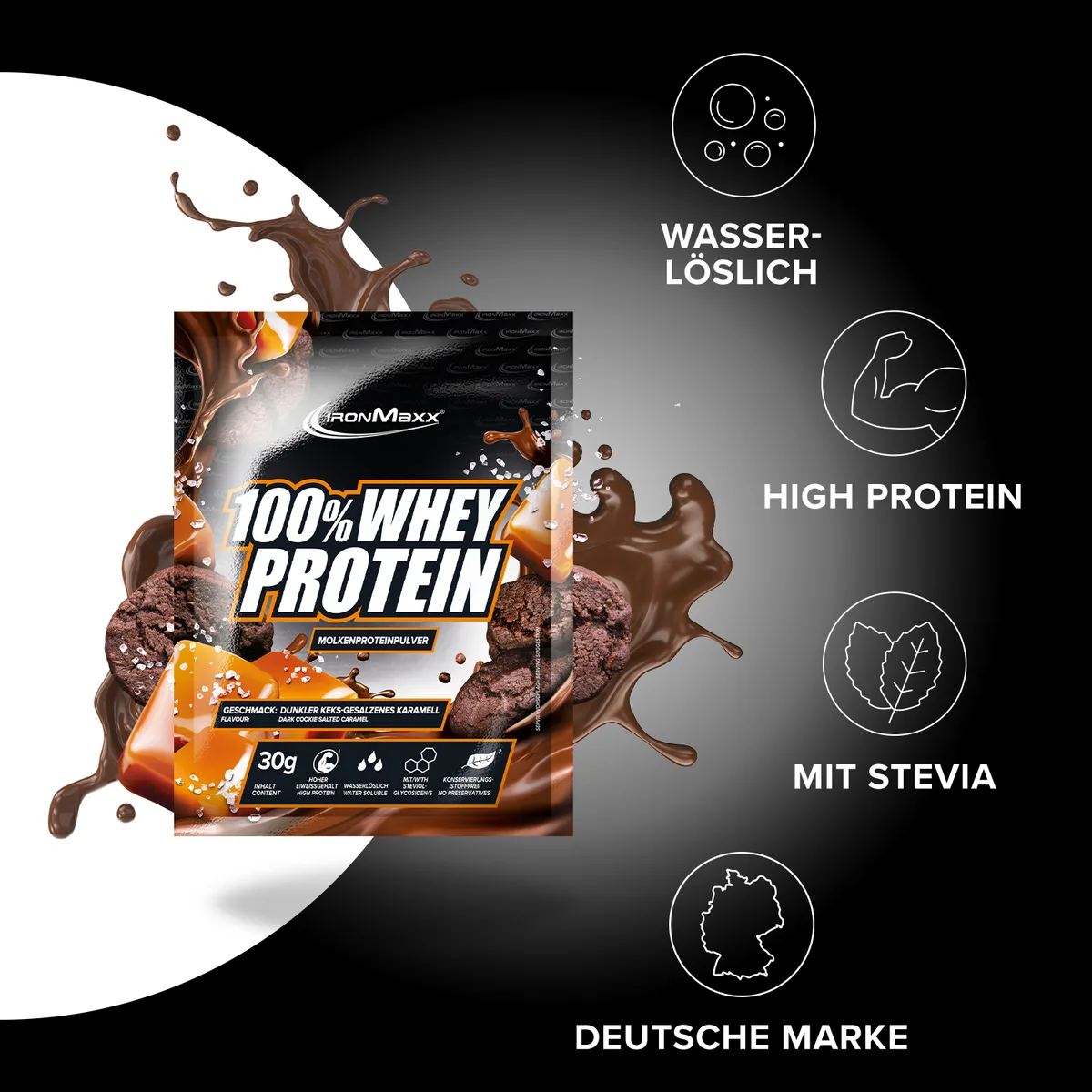 100% Whey Protein (30g) - Dark Cookies Salted Caramel – Bild 7