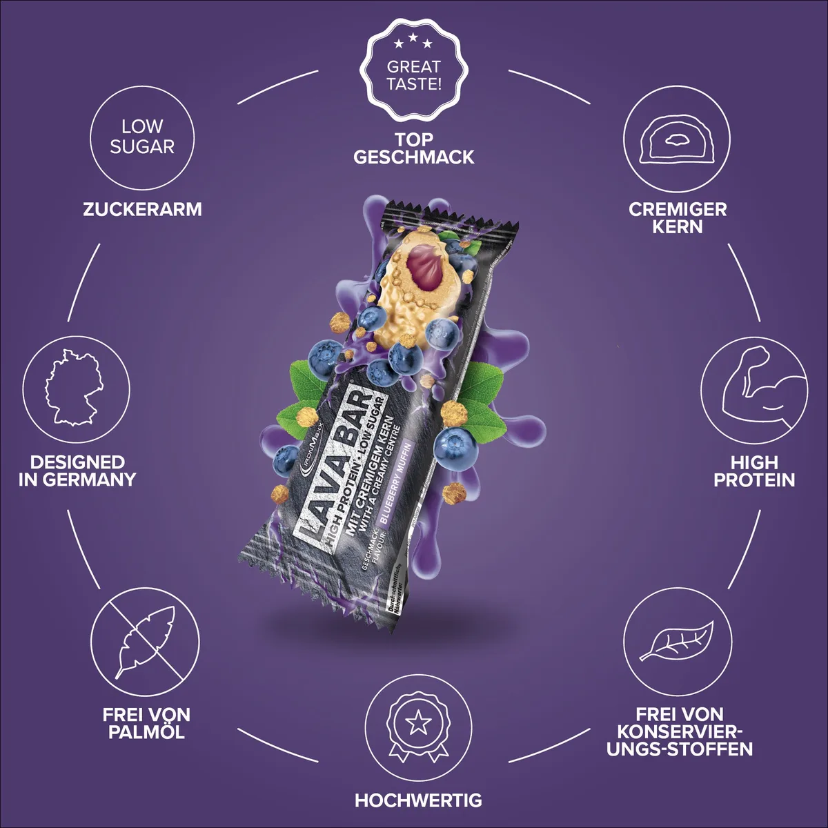 Lava Bar Protein Riegel (40g) – Blueberry Muffin – Bild 5