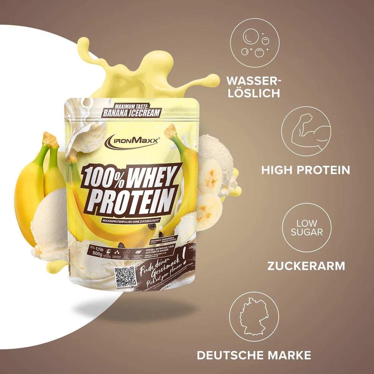 100% Whey Protein (500g) - Banana Ice Cream – Bild 7
