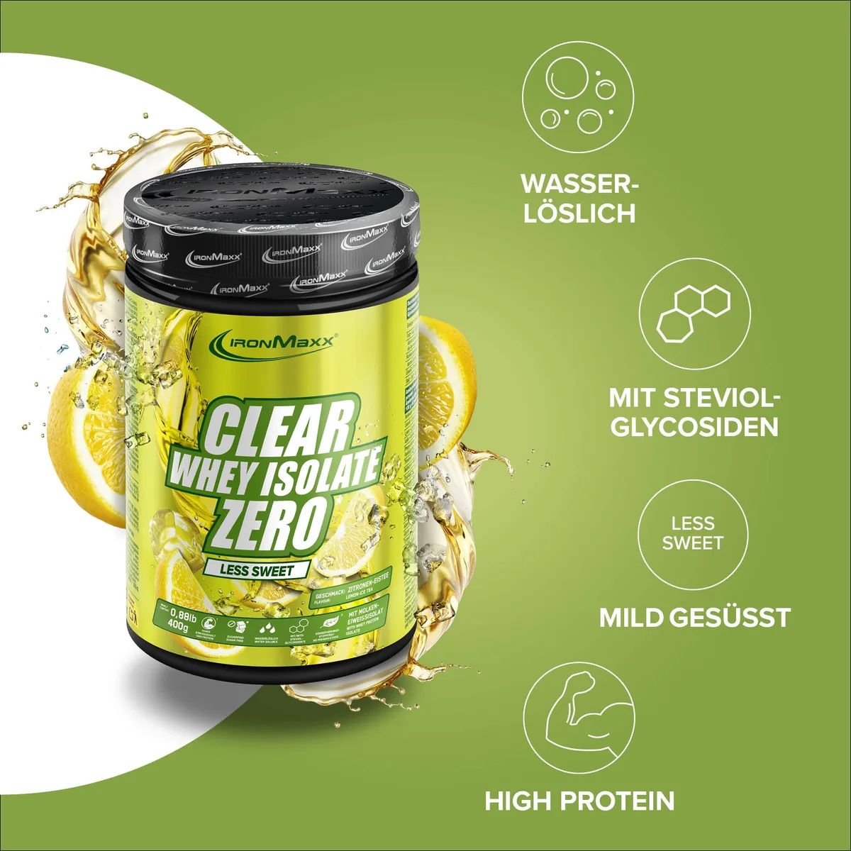 Clear Whey Isolate ZERO (400g) - "Less sweet" Lemon Ice Tea – Bild 2
