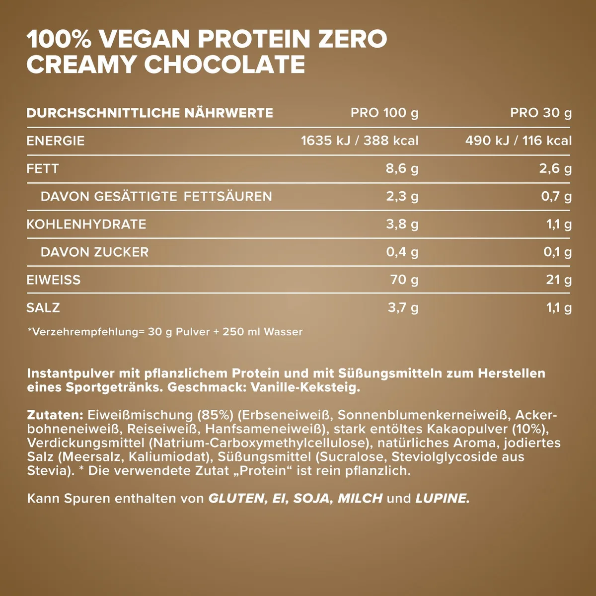 100% Vegan Protein Zero (500g) - Vanilla Cookie Dough – Bild 4