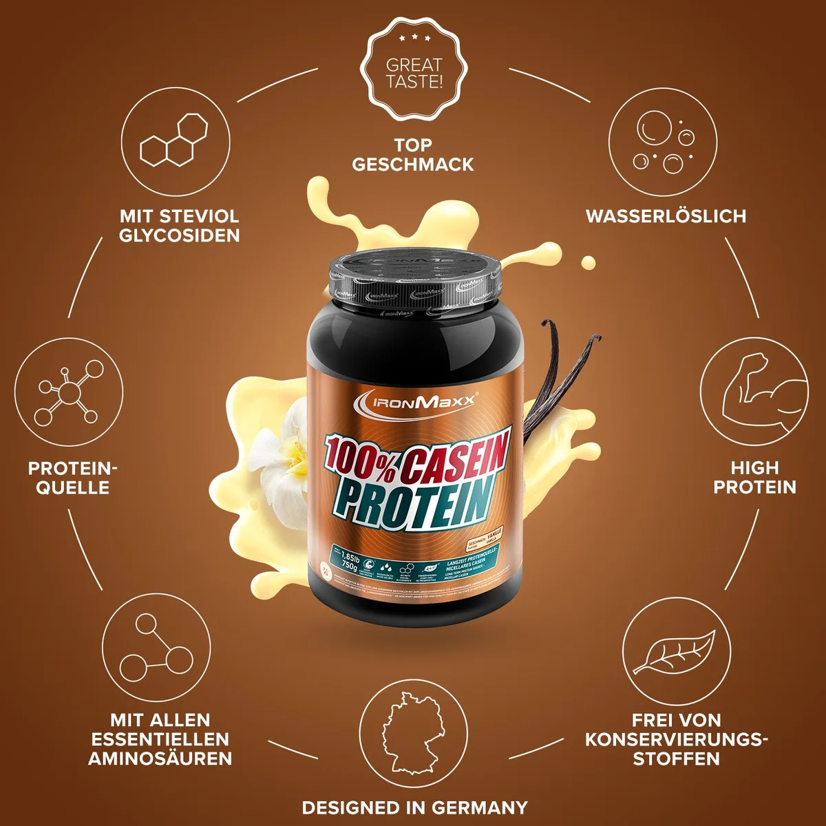 100% Casein Protein (750g) - Vanille – Bild 6