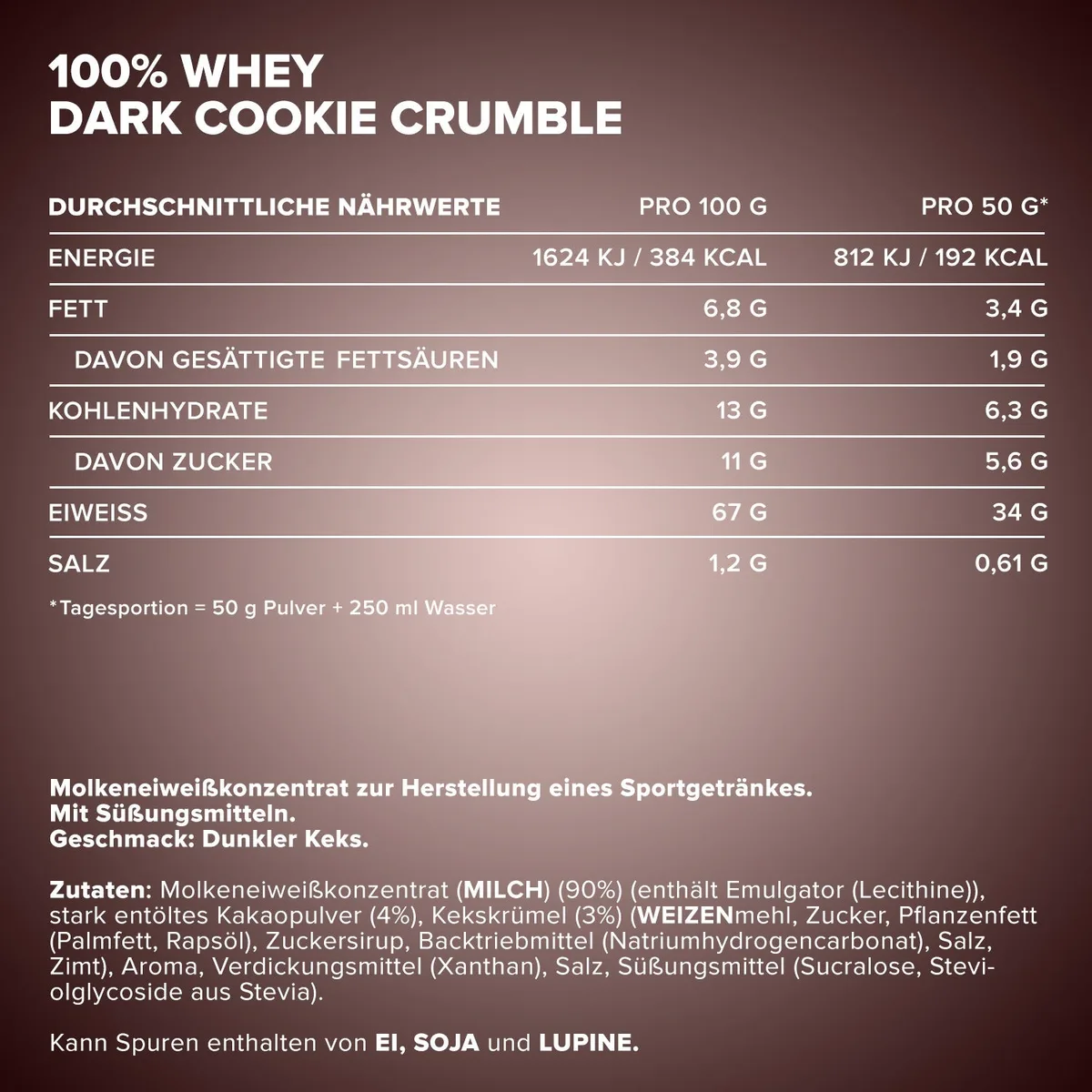 100% Whey Protein (500g) - Dark Cookie Crumble – Bild 4