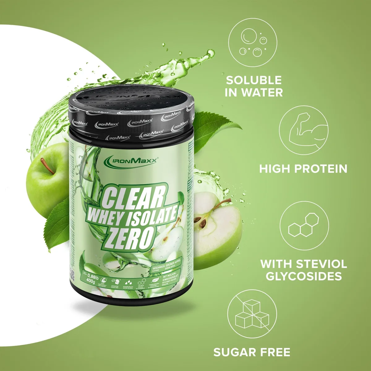 Clear Whey Isolate ZERO (400g) - Green Apple – Bild 2