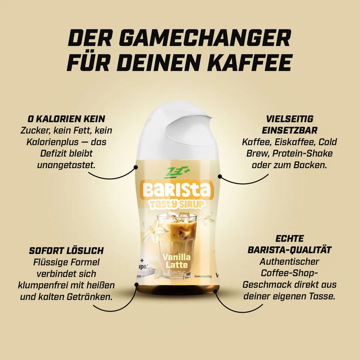 ZEC+ TASTY SIRUP, 65 ml Barista Vanilla Latte / 10 Stück – Bild 8