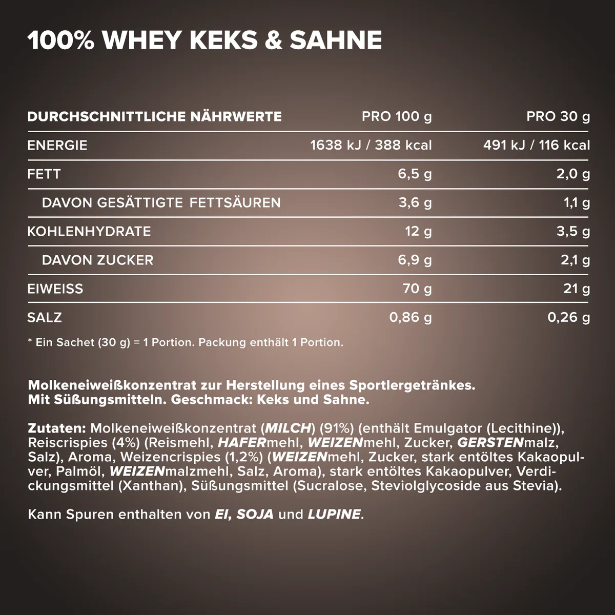 100% Whey Protein (10x30g) - Cookies & Cream – Bild 4