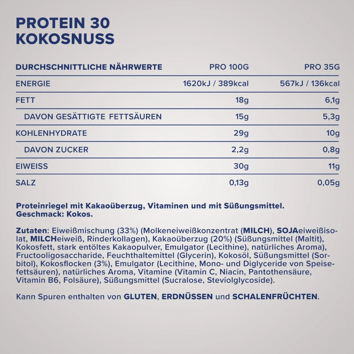 Protein 30 Protein Riegel (24x35g) - Kokosnuss – Bild 6