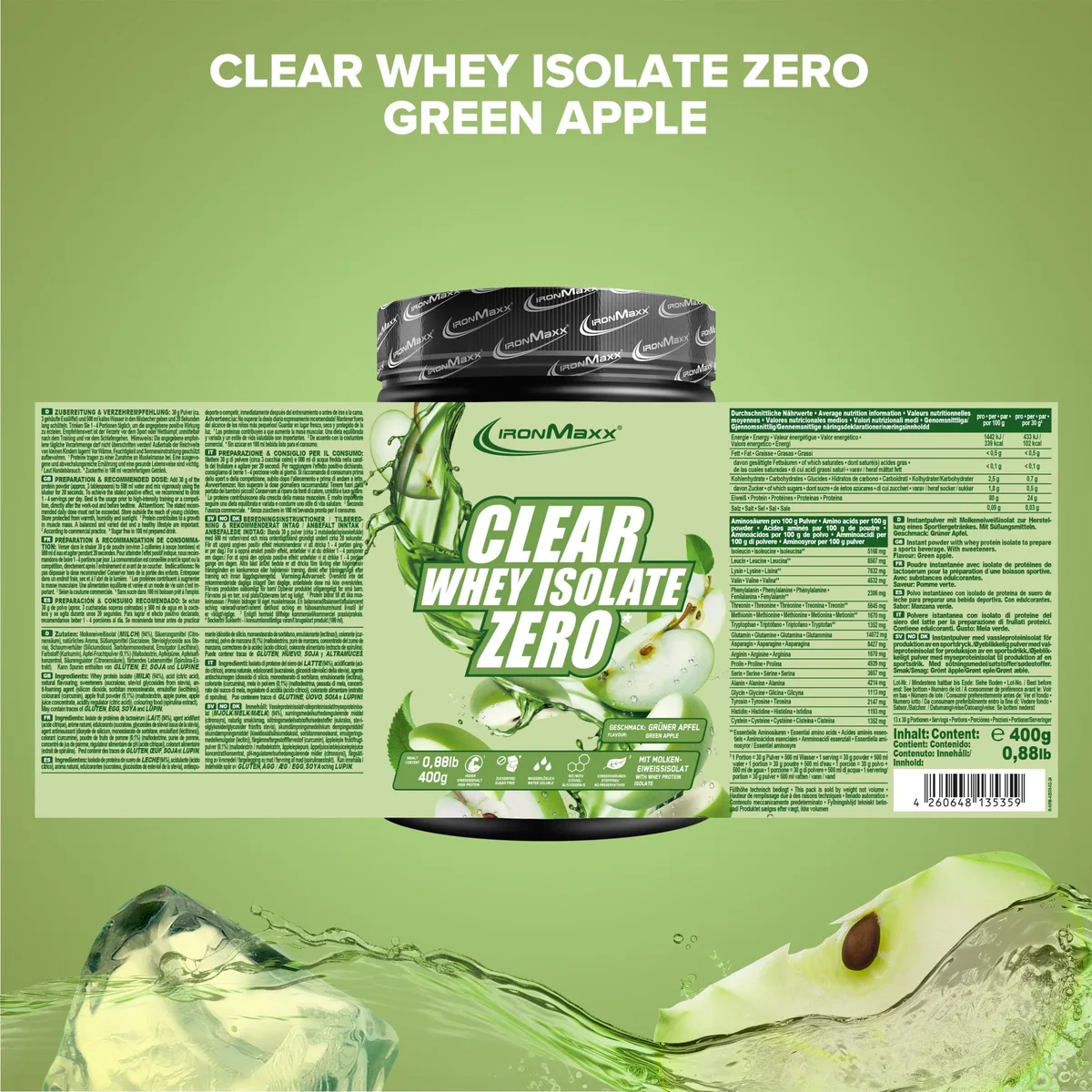 Clear Whey Isolate ZERO (400g) - Green Apple – Bild 5