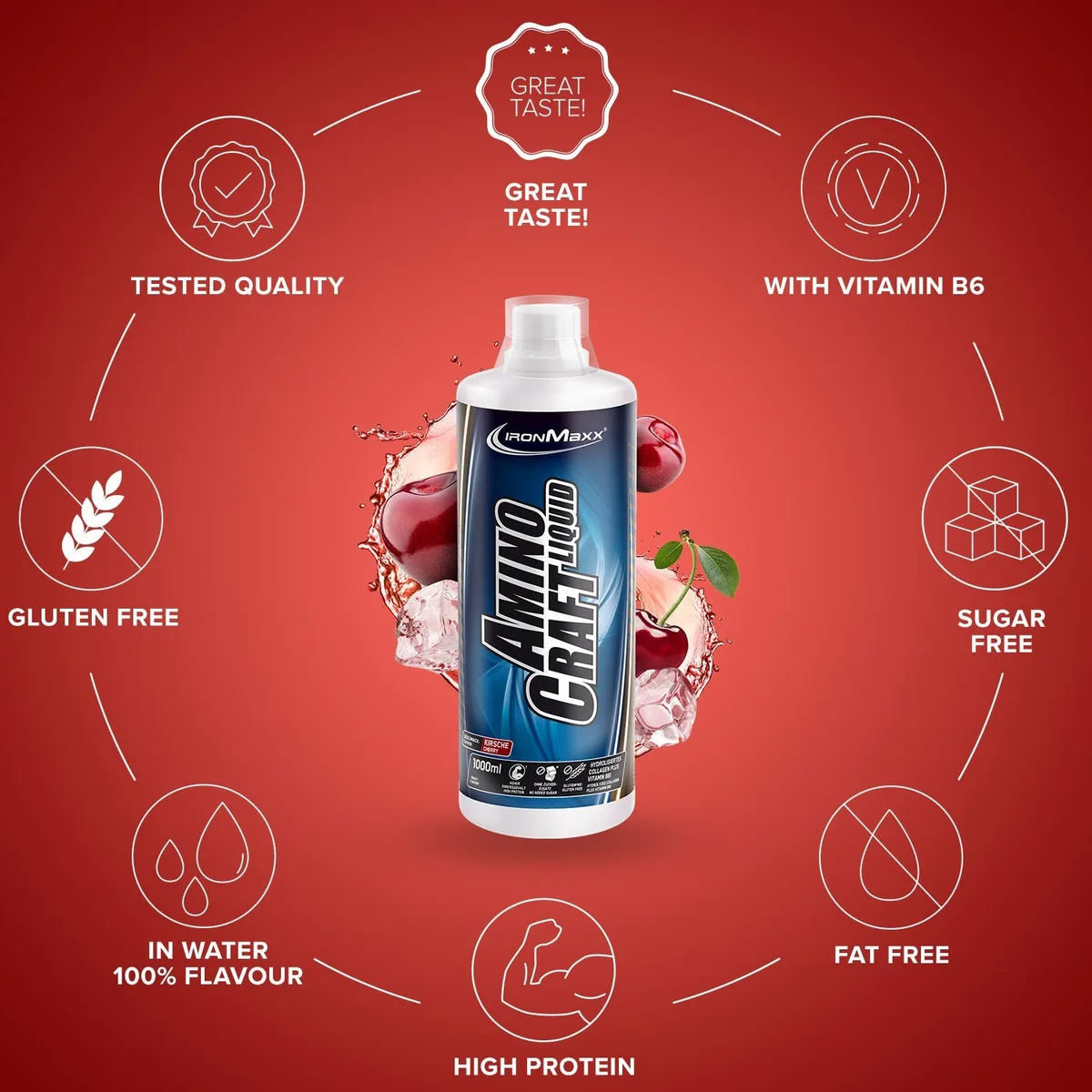 AminoCraft Liquid (1000ml) - Kirsche – Bild 5