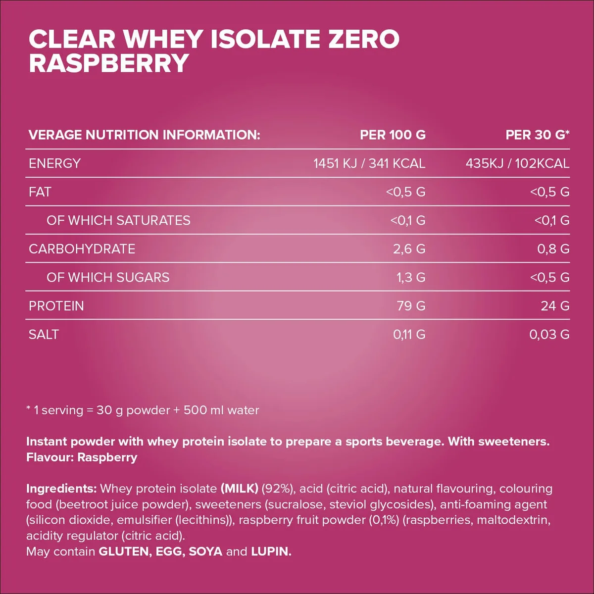 Clear Whey Isolate ZERO (400g) - Raspberry – Bild 5