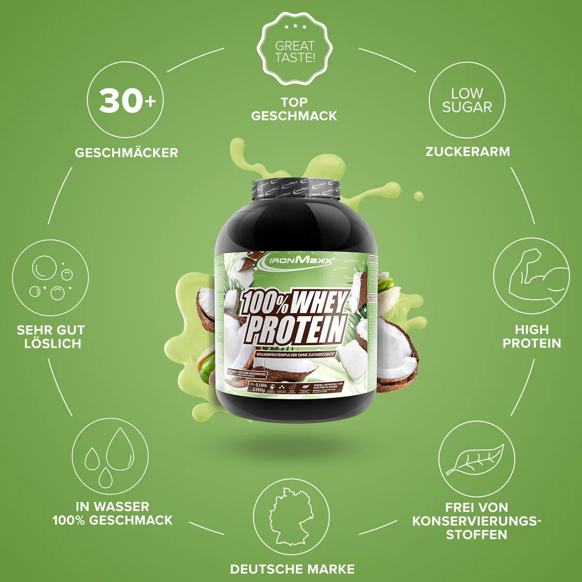 100% Whey Protein (2350g) - Pistazie-Kokos – Bild 5