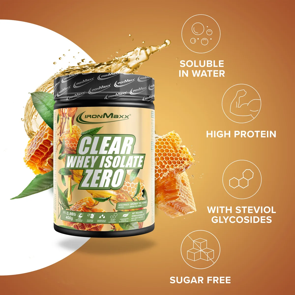 Clear Whey Isolate ZERO (400g) - Honey Green Tea – Bild 7