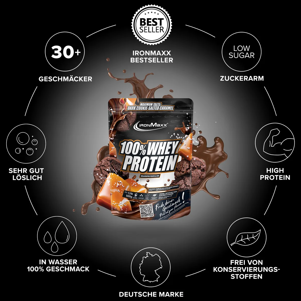 100% Whey Protein (500g) - Dark Cookie Salted Caramel – Bild 5