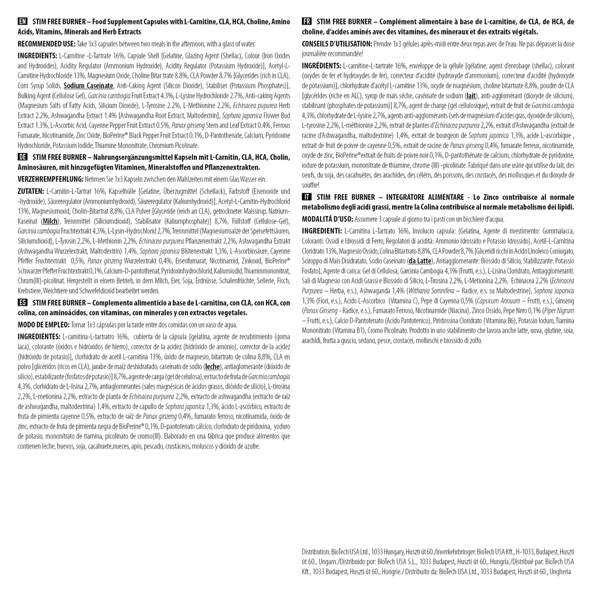 Scitec Nutrition Stim Free Burner Nahrungsergänzungsmittel Kapseln mit L-Carnitin, CLA, HCA, Cholin, Aminosäuren, mit hinzugefügten Vitaminen, Mineralstoffen, 90 Kapseln – Bild 3