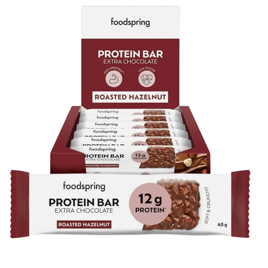 Foodspring Protein Bar Extra Chocolate - 12 x 45g im Karton