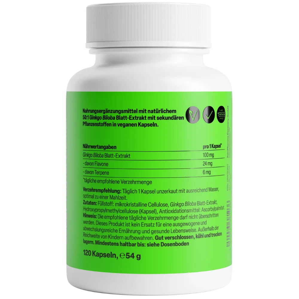 Ginkgo Biloba 100mg (120 Kapseln) – Bild 2
